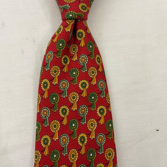 Salvatore Ferragamo Men's Luxury Woven Tie Red Award Ribbon 100% Silk - Picture 5 of 5